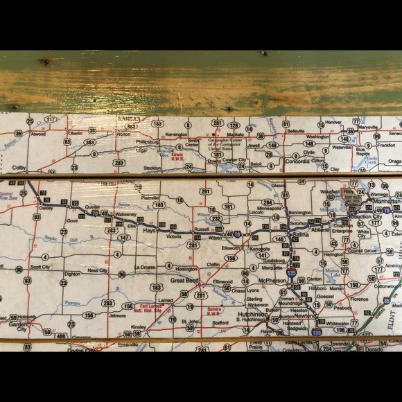 CLEARANCE Kansas Map Decoupage Eco Recycled Wall Art - Picture 6 of 7